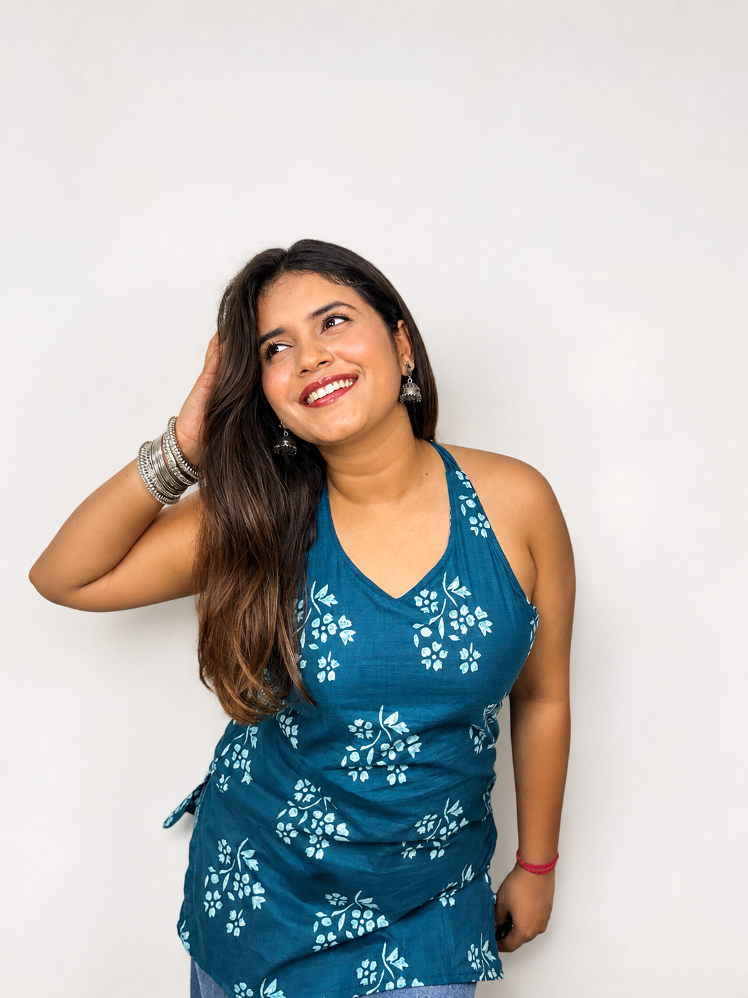 Bulbul - Blue Halter neck Kurti