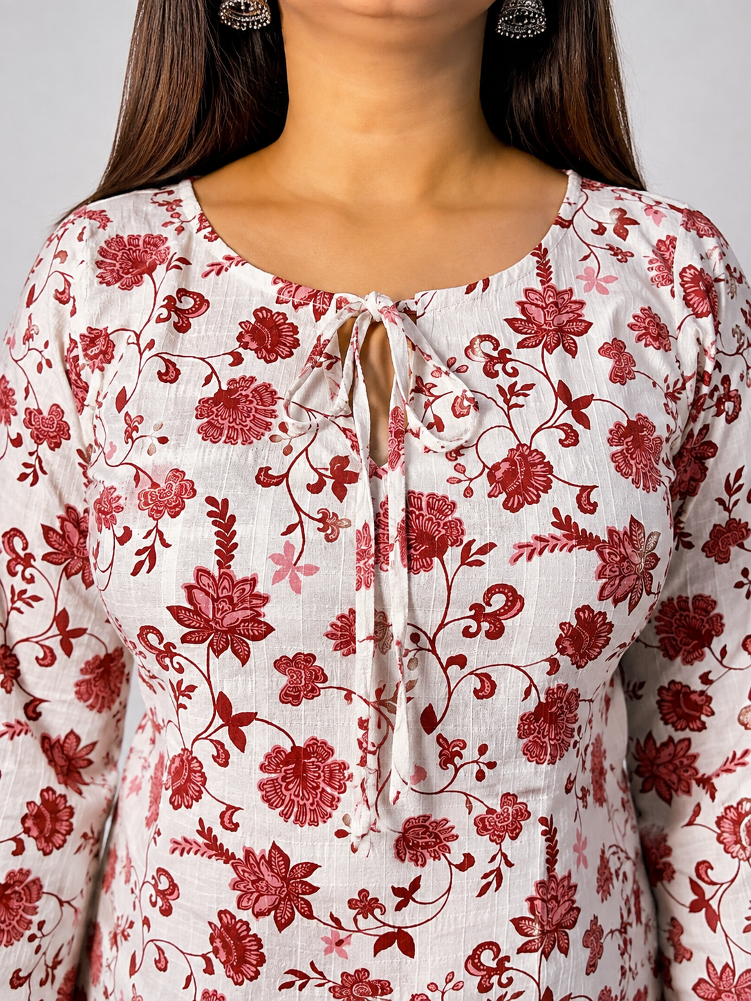 Floral print Neck detail kurti