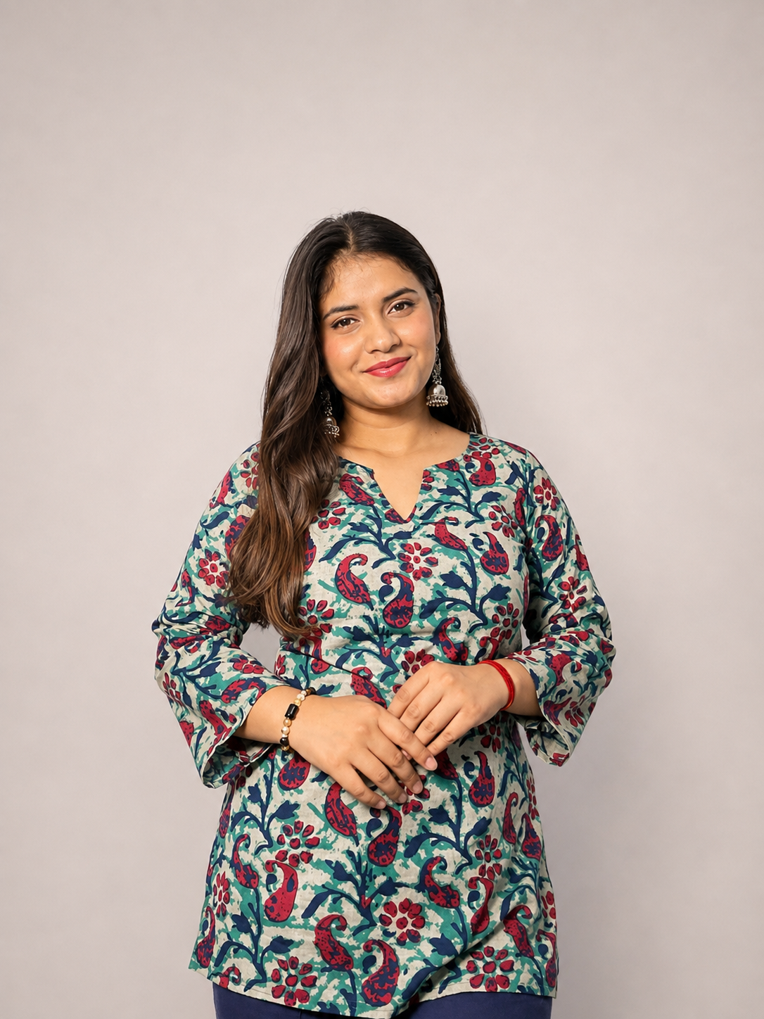 Myra - Multi Colour Slit V neck Kurti