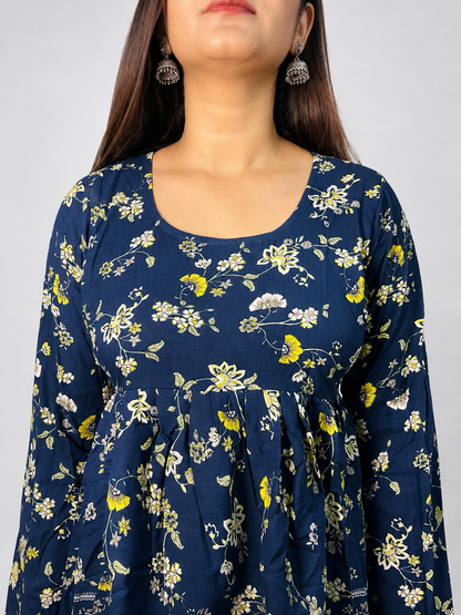 Mayuri - Blue Peplum Bellsleeves kurti