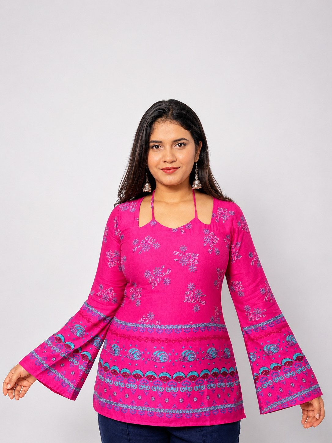 Mariyam- Pink Double Neck Short Kurti