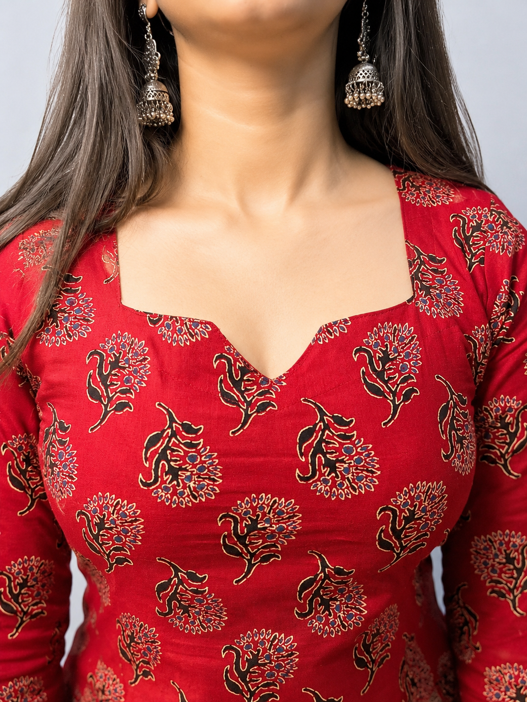 Gulaabo- Red Notch Neck Short Kurti