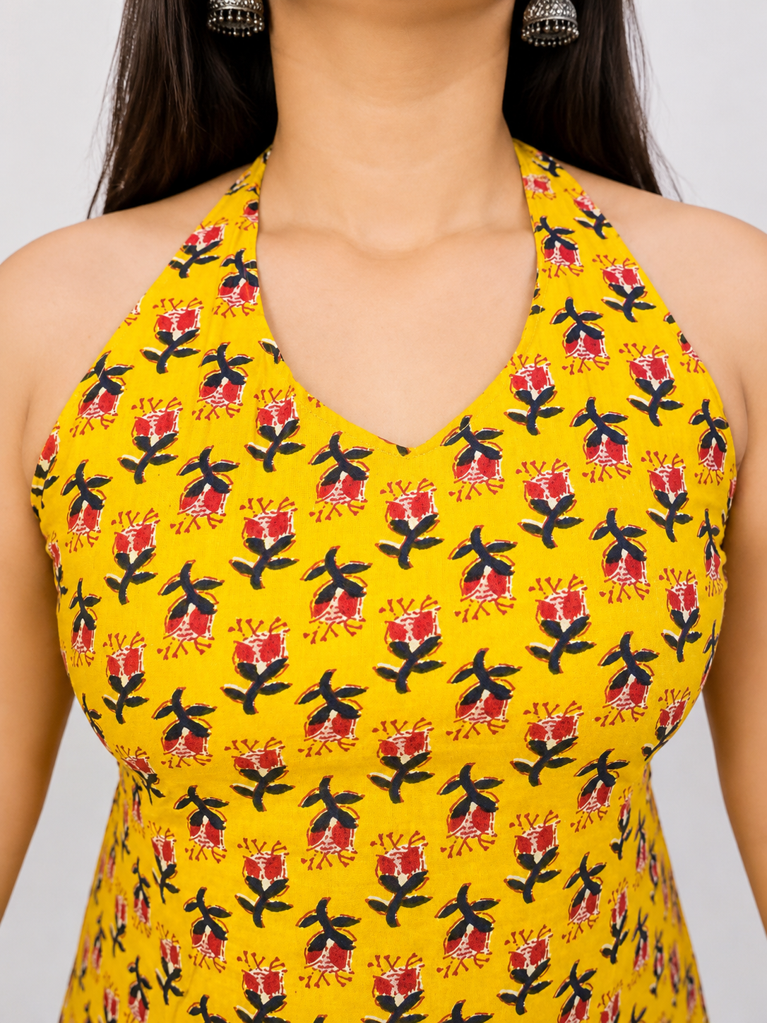 Laila - Yellow Halter Neck Kurti