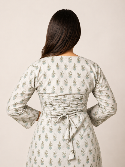 Inayat - Grey V Neck Short Kurti