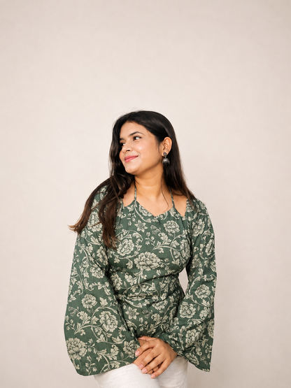 Albeli - Sage Green Double Neck Kurti