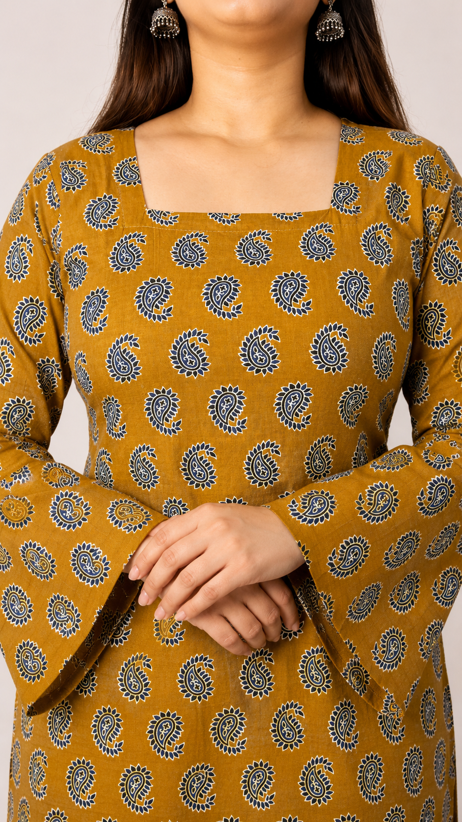 Sehar - Mustard Bell Sleeves Kurti