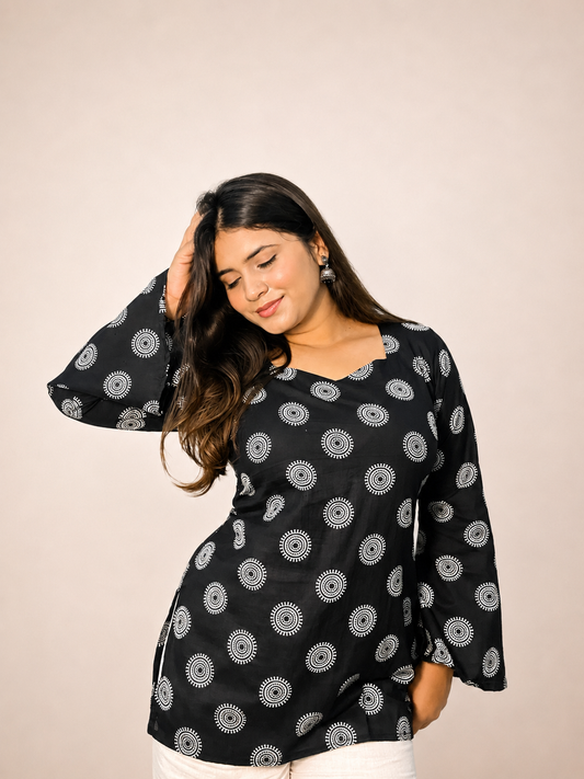 Noor - Black Bell Sleeves Kurti