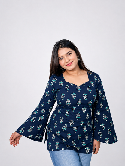 Saanjh - Indigo tassel back kurti