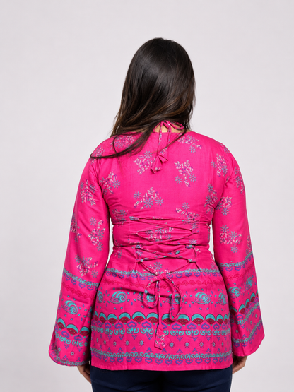 Mariyam- Pink Double Neck Short Kurti