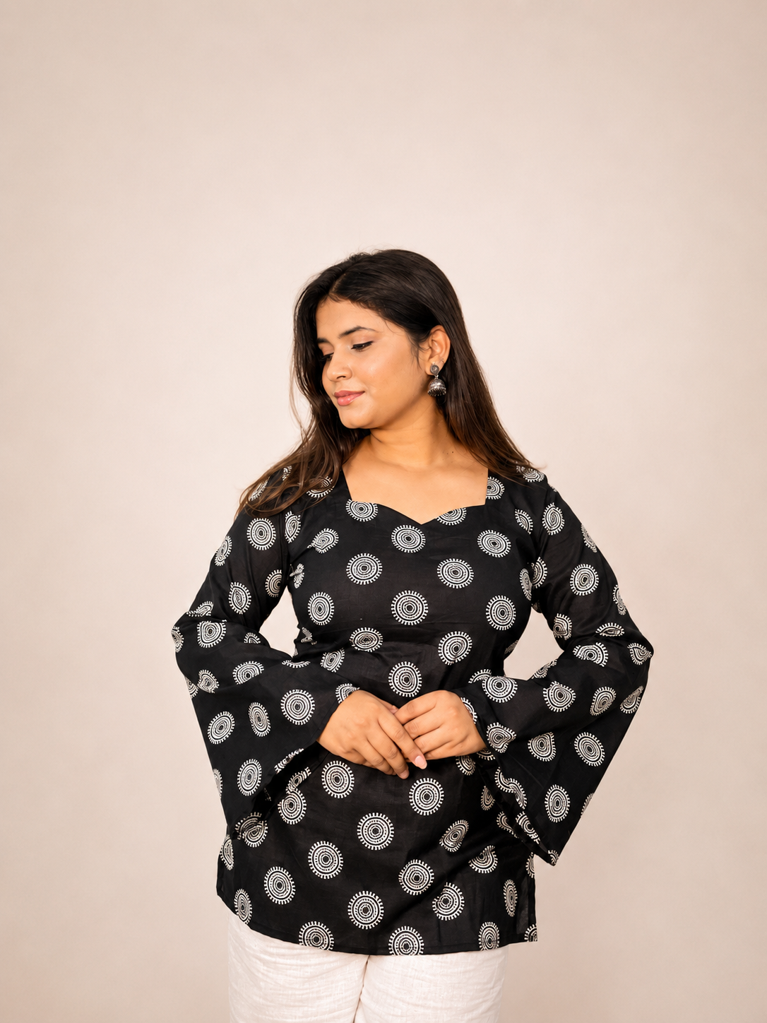 Noor - Black Bell Sleeves Kurti
