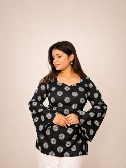 Noor - Black Bell Sleeves Kurti