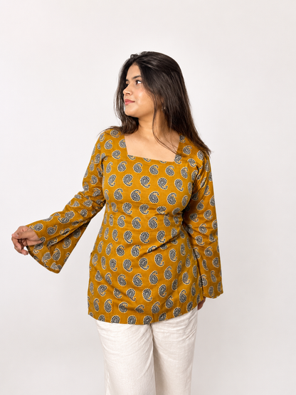 Sehar - Mustard Bell Sleeves Kurti