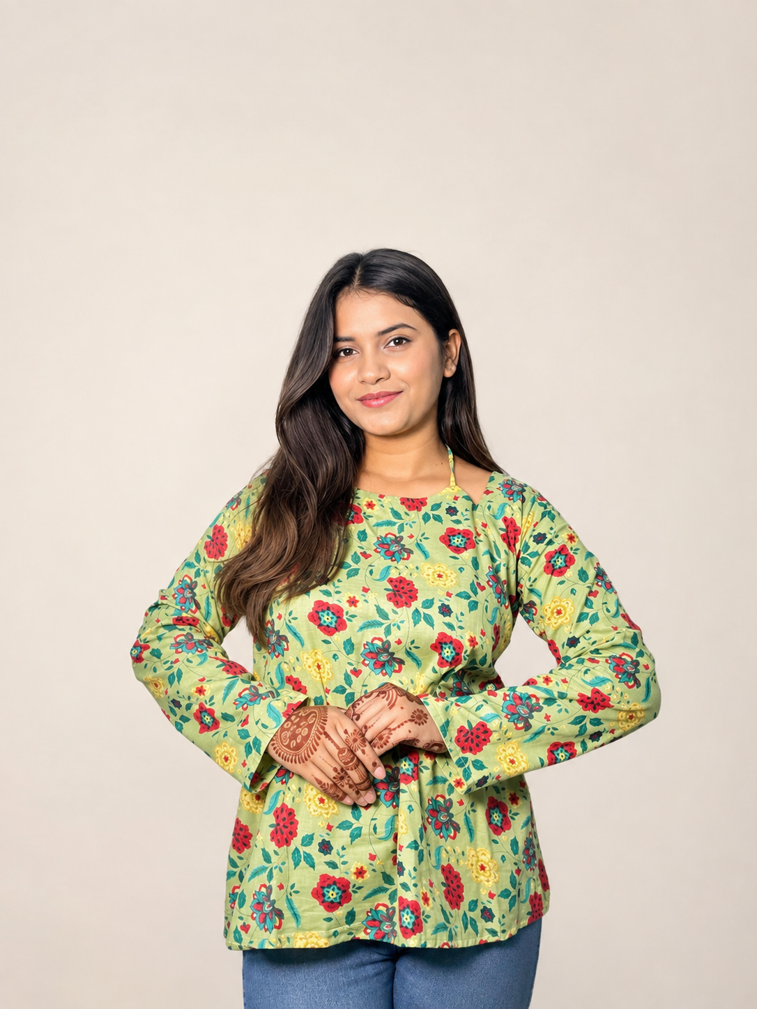 Maahi - Green Double Neck Kurti