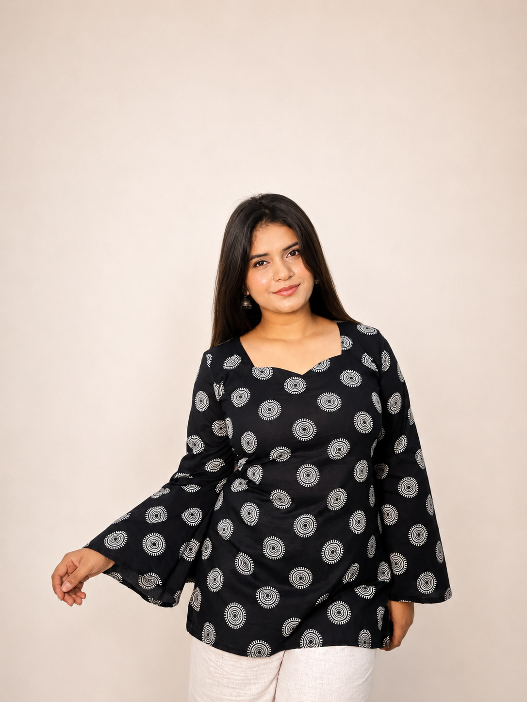 Noor - Black Bell Sleeves Kurti