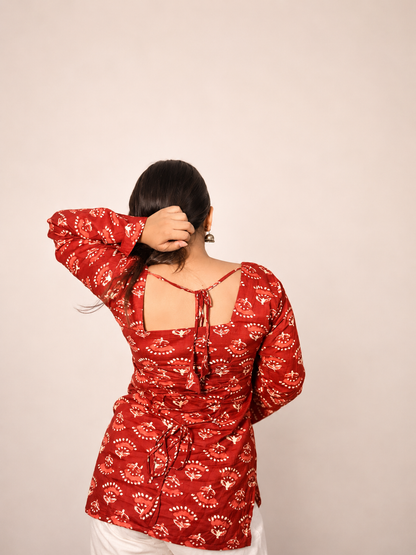 Gul - Red Bell Sleeves Short Kurti