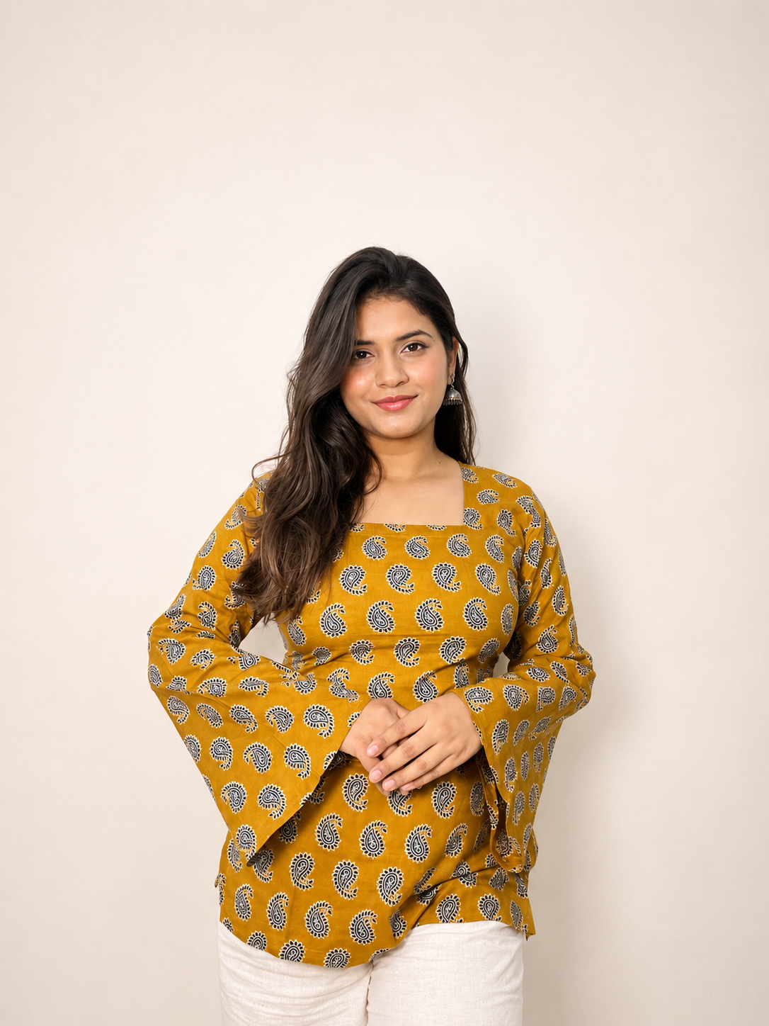 Sehar - Mustard Bell Sleeves Kurti