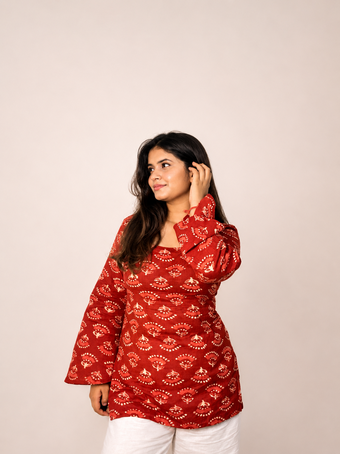 Gul - Red Bell Sleeves Short Kurti