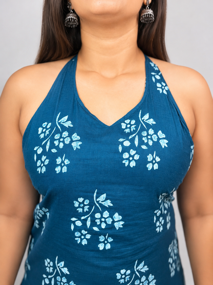 Bulbul - Blue Halter neck Kurti