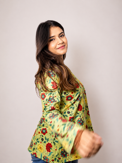 Maahi - Green Double Neck Kurti