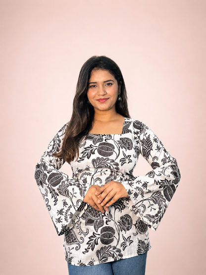 Zoya - Black & White Corset back Kurti
