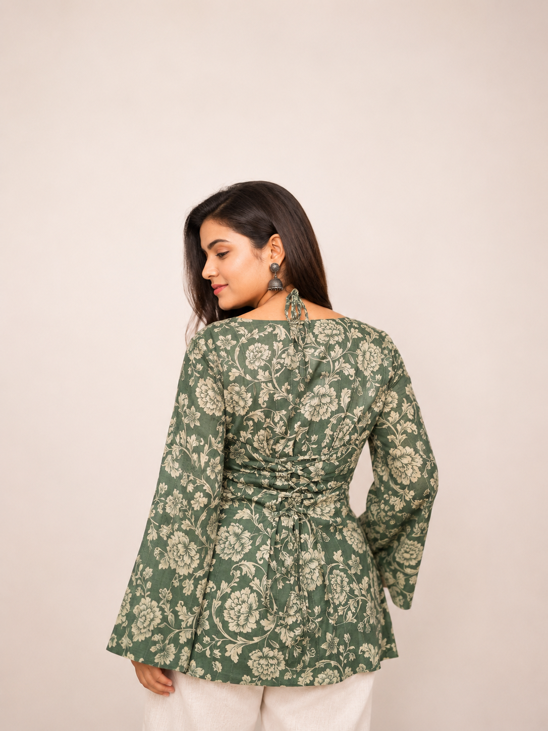 Albeli - Sage Green Double Neck Kurti