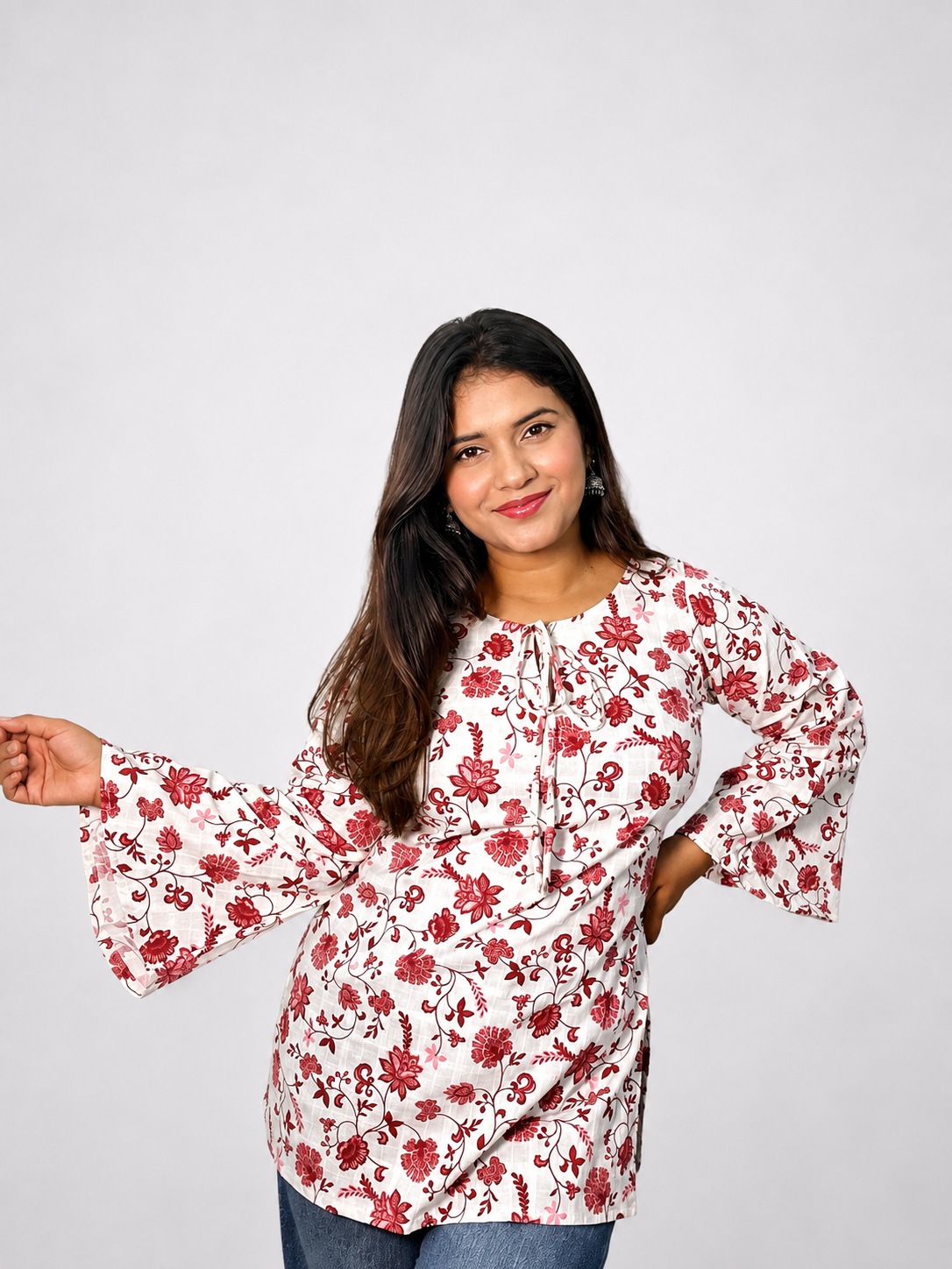 Floral print Neck detail kurti