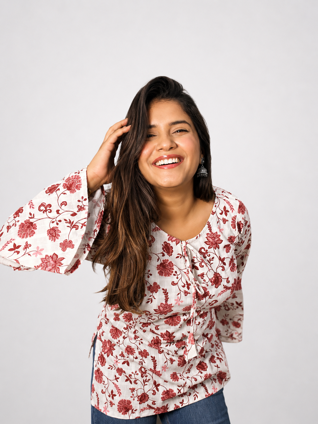 Floral print Neck detail kurti