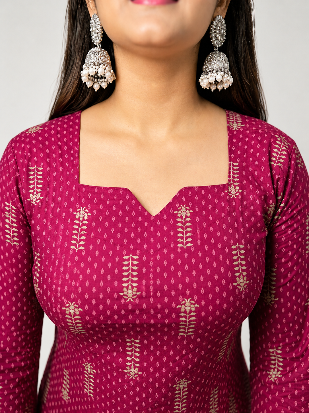 Meera - Magenta Square Notch Neck
