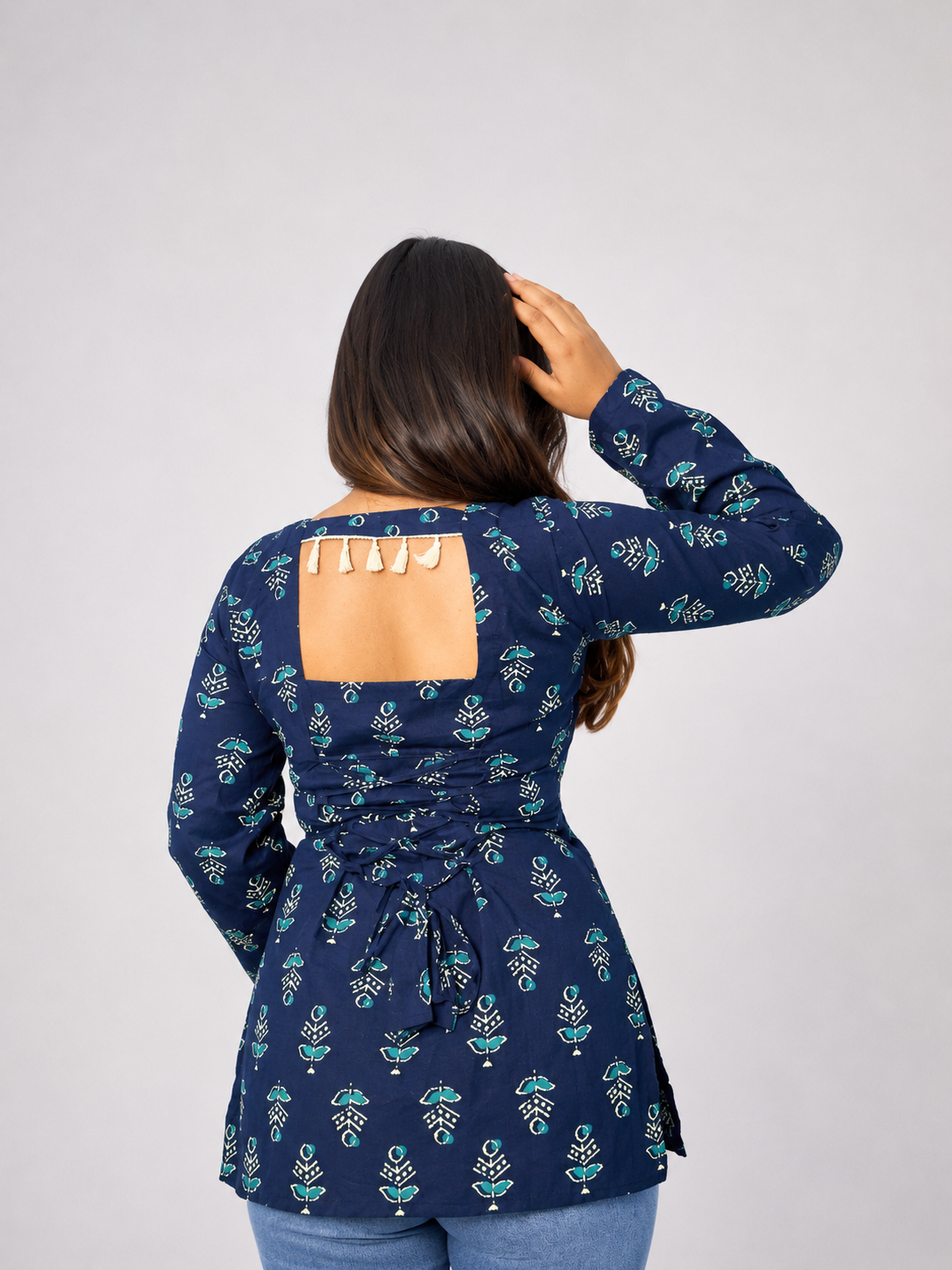 Saanjh - Indigo tassel back kurti